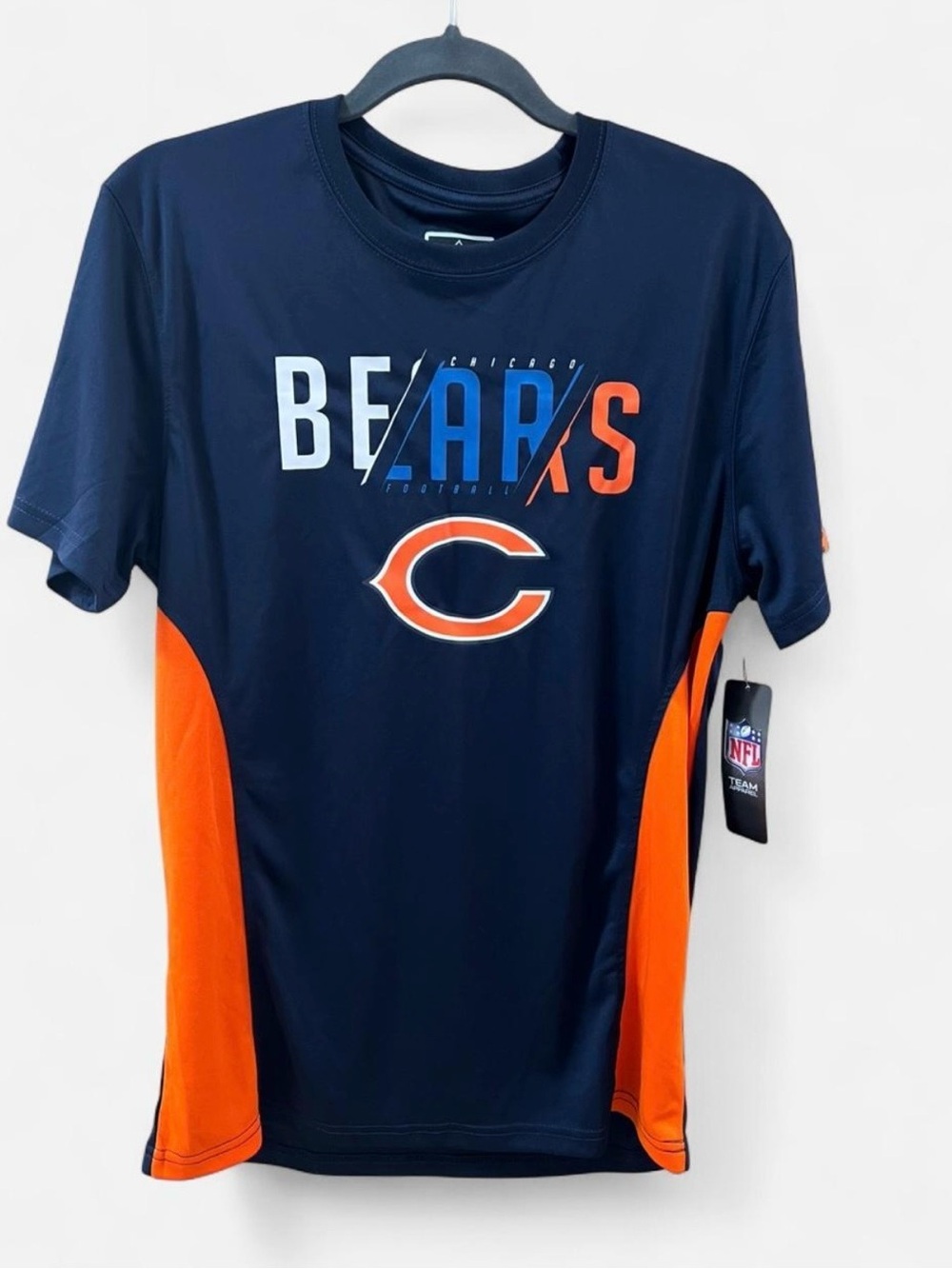 Chicago Bears NFL Orange Navy Team Apparel Graphic Tee Short Sleeve Mens Med NWT